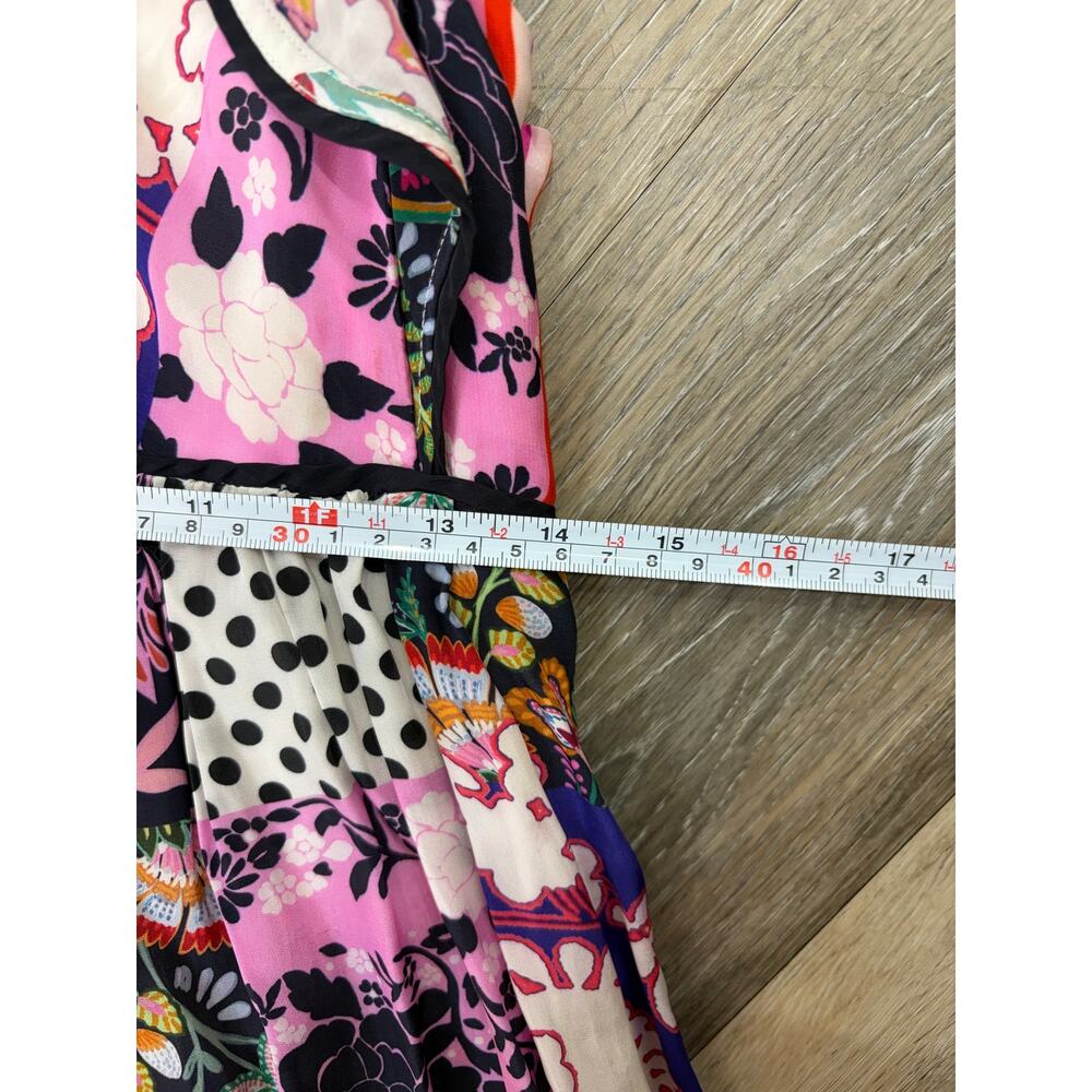 Anthropologie Ruffle Patchwork Dress Size 2 Colorful Boho Midi Short Sleeve - Picture 7 of 8